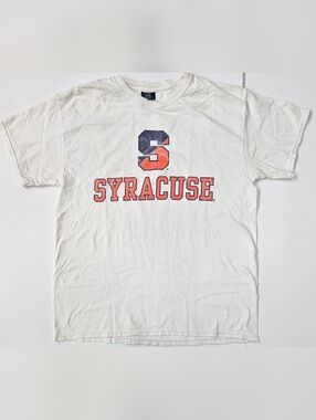 Syracuse University Shirt Size Large, Block S Vintage Tee In White by MV Sport